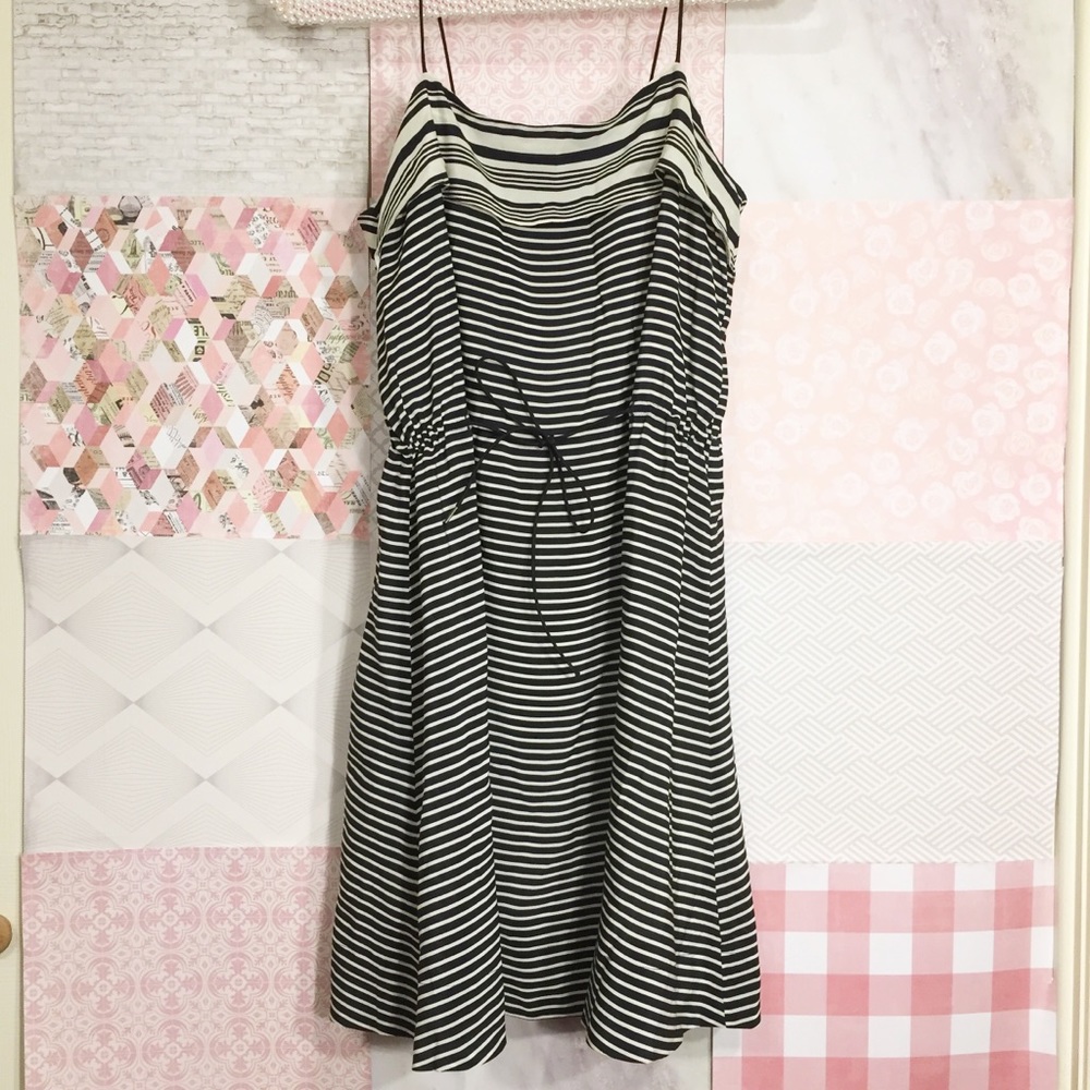 Madewell | Silk Black & Off White Striped Dress
